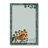 Horse Bebezhigooganzhii - Notepad featuring a vibrant horse design and floral patterns on a green background.
