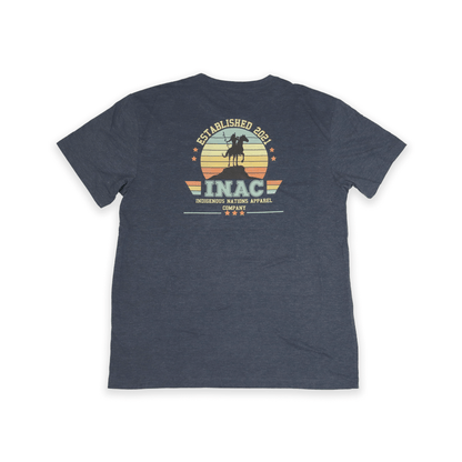 Navy INAC Established Tee with established year graphic flat lay back