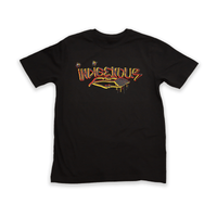 Indigenous Graffiti Unisex Tee featuring a bold, graffiti-style design on a black t-shirt.