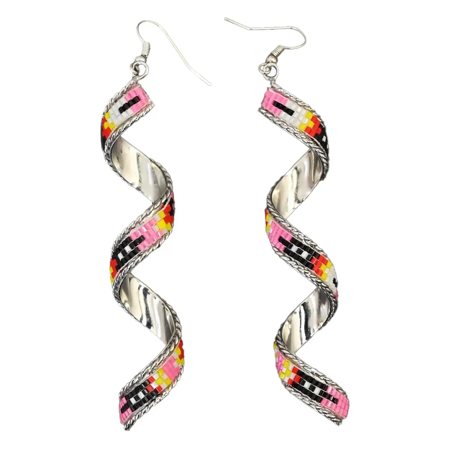 Inlay Cut Glass Twist Earrings