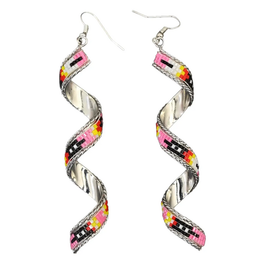 Inlay Cut Glass Twist Earrings