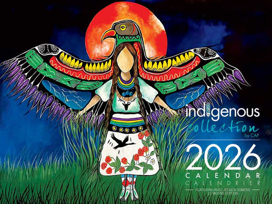 Jessica Somers - 12 Moons 2026 Calendar cover featuring Indigenous art and vibrant colors.