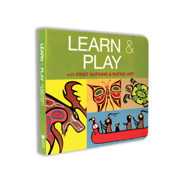 Learn & Play - Board Book featuring First Nations and Native art illustrations for toddlers' early learning.