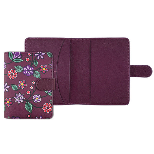 Ojibwe Florals - Passport Holder featuring vibrant floral designs with card slots and utility pocket.