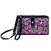 Ojibwe Florals Smartphone Crossbody Bag featuring colorful floral design, zipper closure, and adjustable strap.