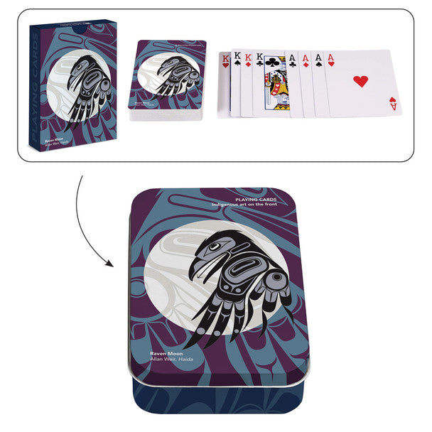 Raven Moon - Playing Cards featuring intricate raven artwork on premium cards in a decorative tin.