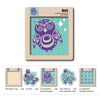 Owl - Double-Sided Wooden Tile Puzzle showing vibrant owl artwork and number tiles in a wooden tray.