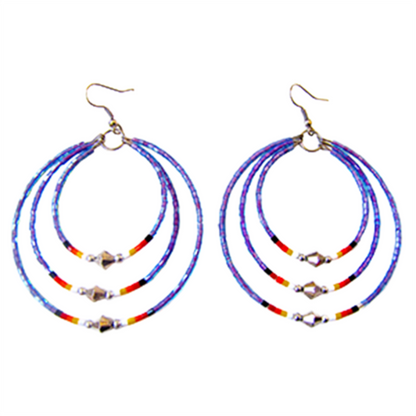 Cut Glass Triple Hoop Earrings