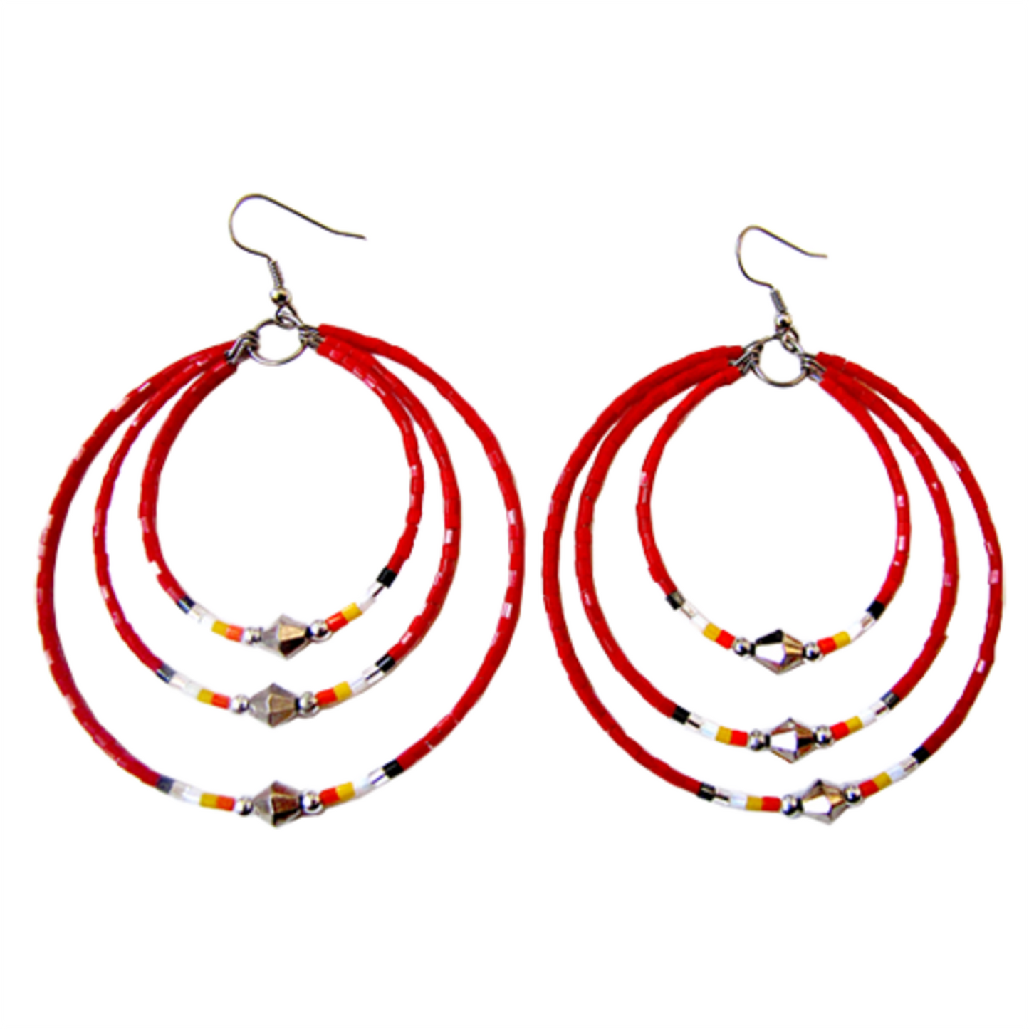 Cut Glass Triple Hoop Earrings