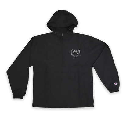Black Originals Tomahawk Windbreaker with tomahawk chest design front view