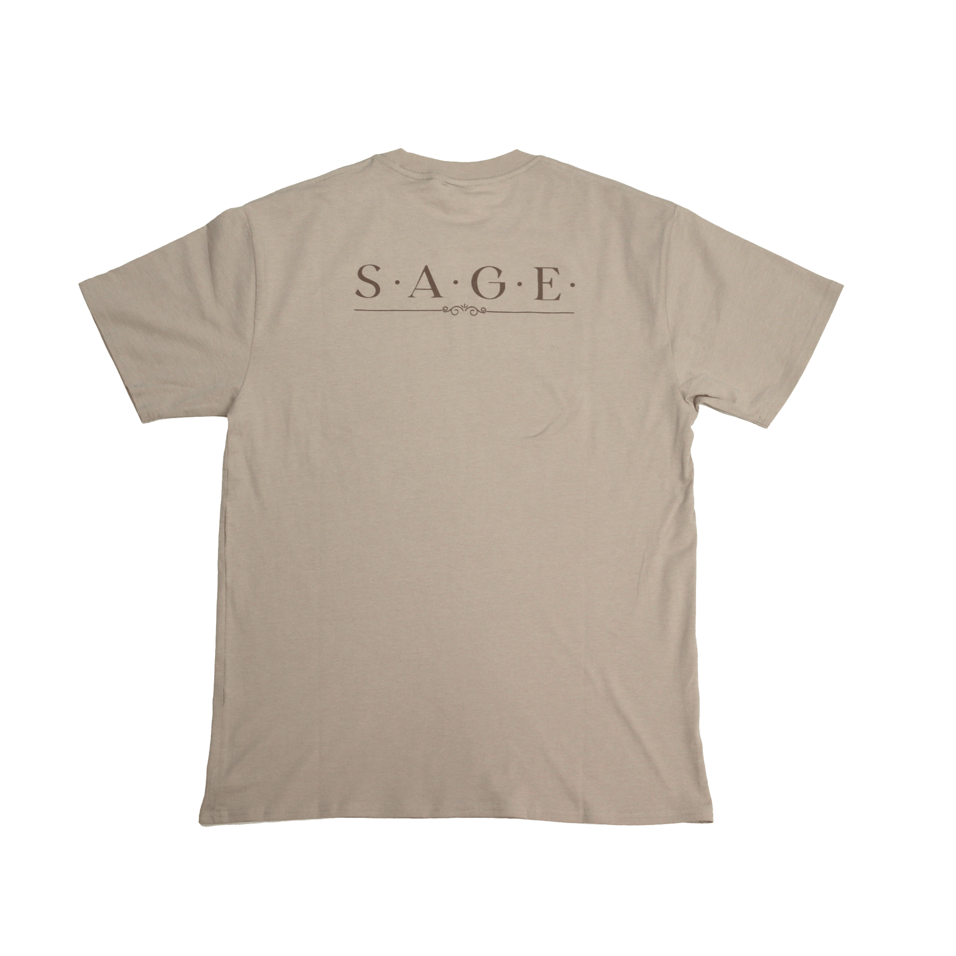 Flat lay back view of Sage Medicine Tee in beige