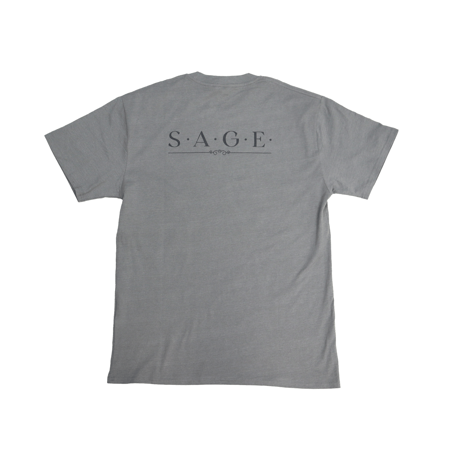 Flat lay back view of Sage Medicine Tee in grey