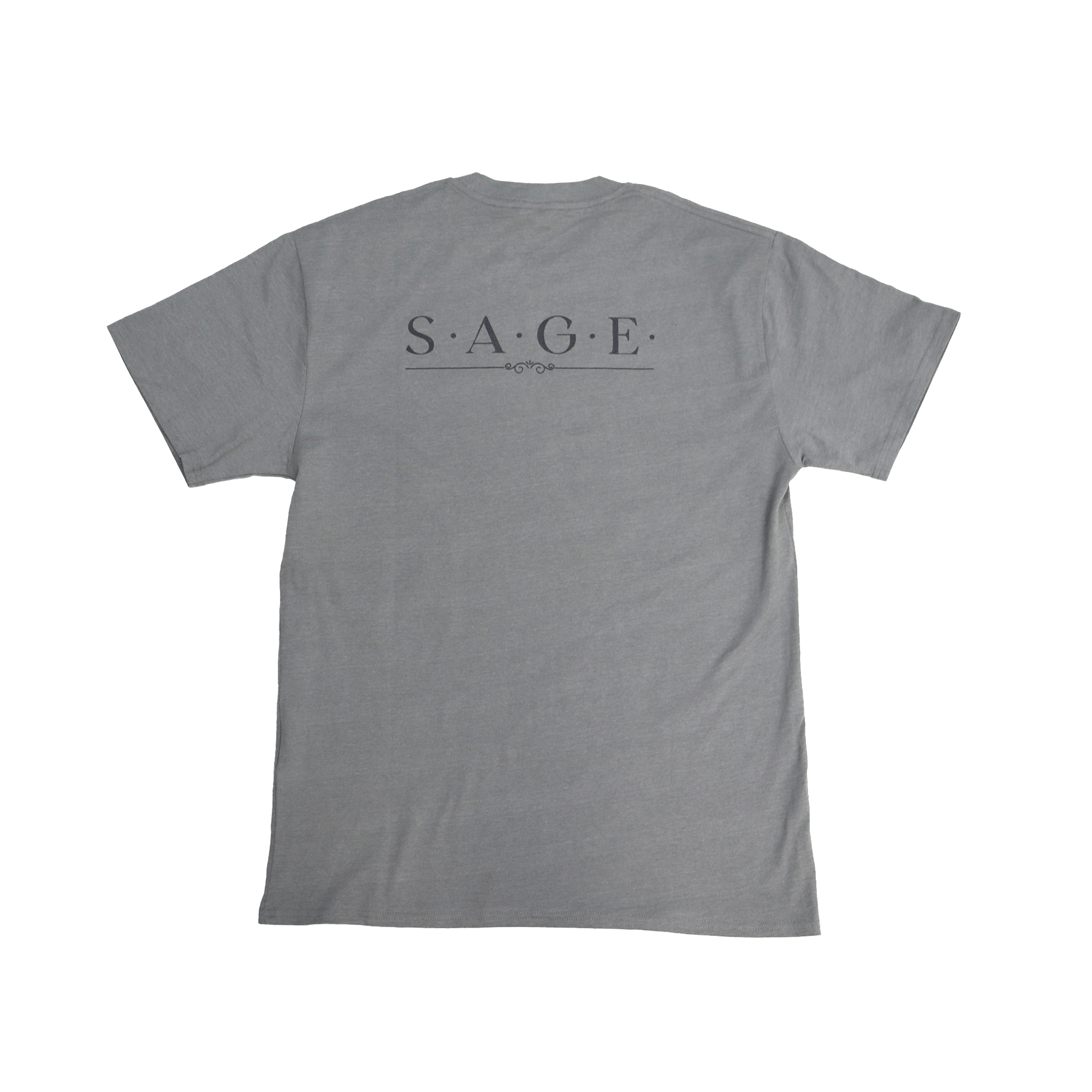 Flat lay back view of Sage Medicine Tee in grey