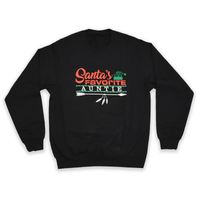 Black Santa’s Favorite Auntie Sweatshirt with holiday red and white lettering front view