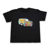 Scooby Floral Youth Tee featuring a colorful design of Scooby-Doo and friends next to the Mystery Machine.