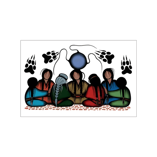 Strength Working Together Note Card featuring artwork by Cree artist Simone McLeod celebrating unity and cultural heritage.