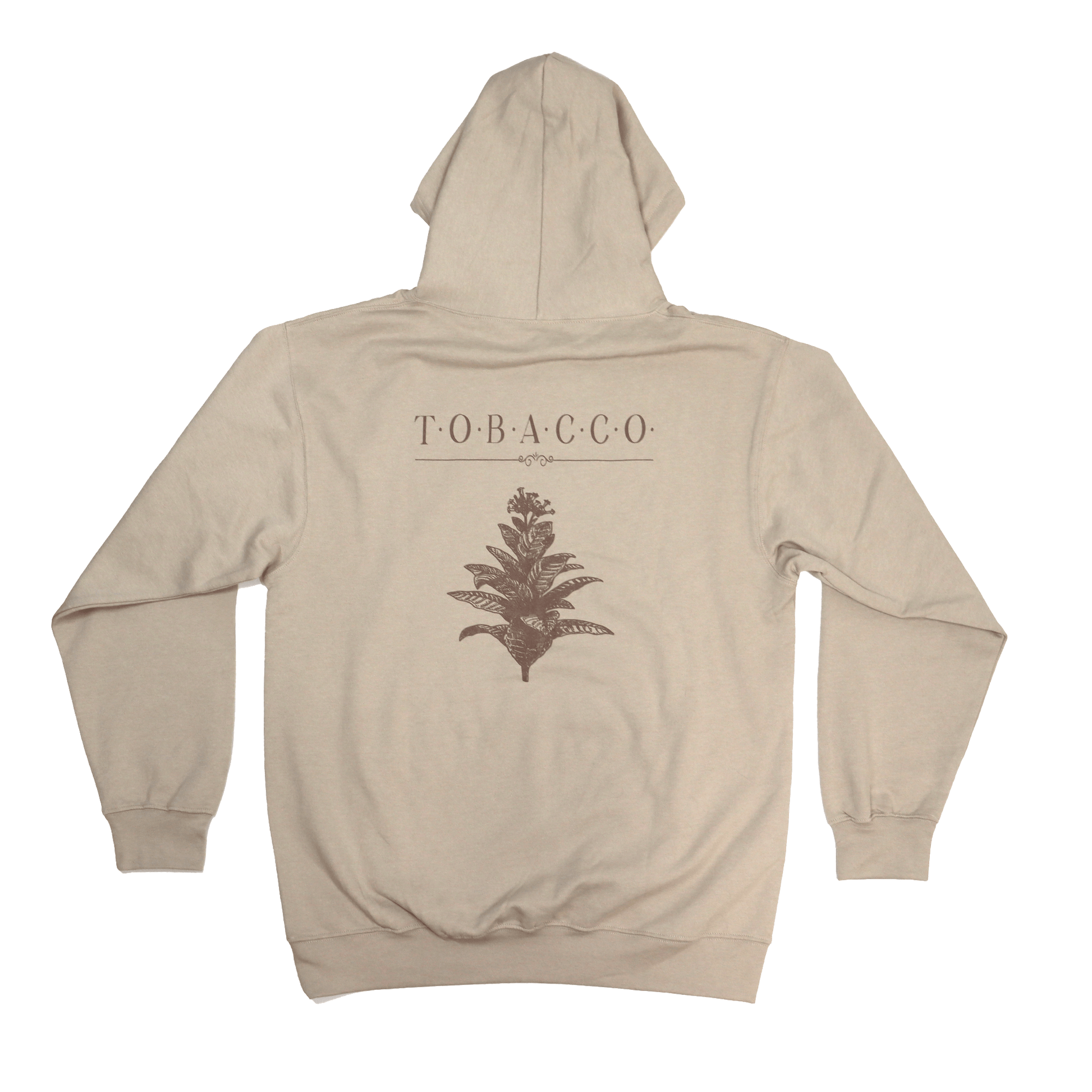 Flat lay back view of Tobacco Medicine Hoodie 