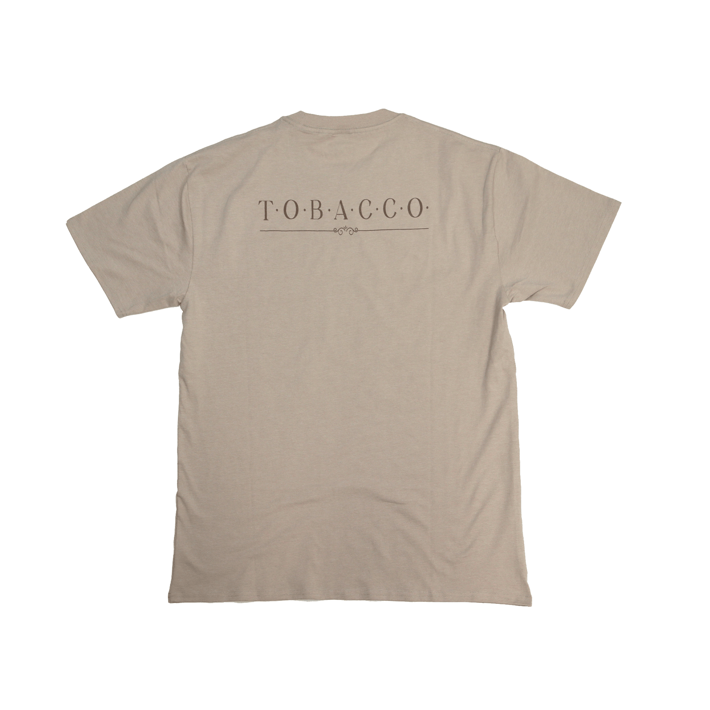 Flat lay back view of Tobacco Medicine Tee in beige