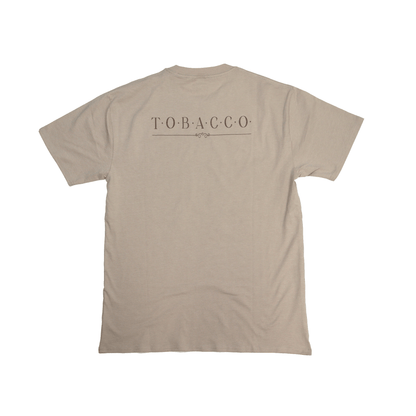 Flat lay back view of Tobacco Medicine Tee in beige