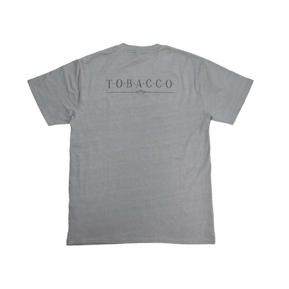 Flat lay back view of Tobacco Medicine Tee in grey