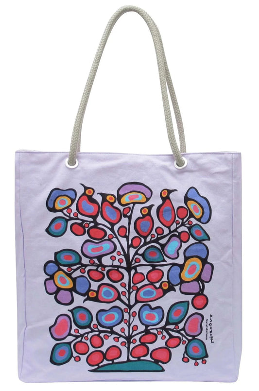 Woodland Floral Cotton Eco-Bag featuring vibrant Indigenous-inspired artwork by Norval Morrisseau.
