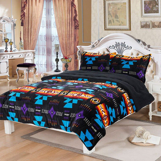 King Sherpa Lined 3pc Bed Set - Black