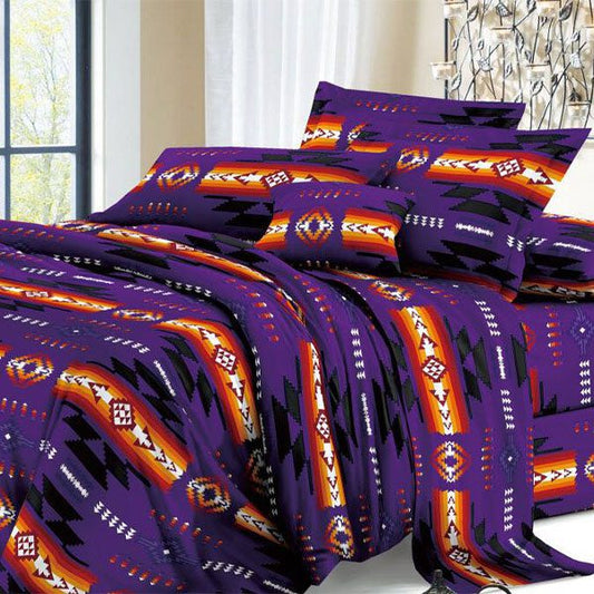 Queen 4pc Reversible Comforter Bed Set – Purple