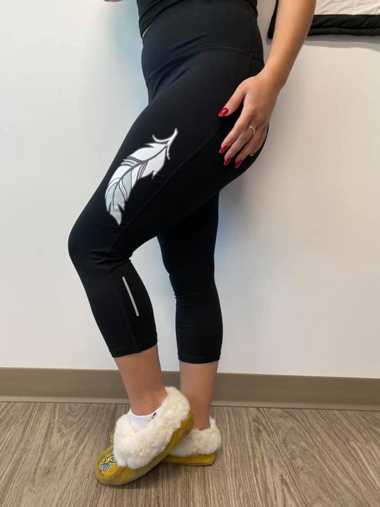Indigenous Feather Full Length Leggings or Capris